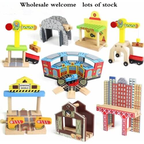 Wooden Train Track Accessories Parking Lot Railway Station Fit for Thomas Biro Multiple Tracks Educational Toys for Children