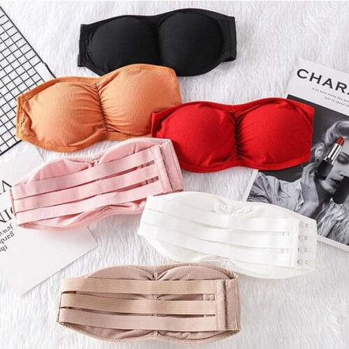 Seamless Tube Tops One Piece Women Invisible Bra Intimates Strapless Pads Bustier Bandeau Breathable Wrapped Chest Underwear