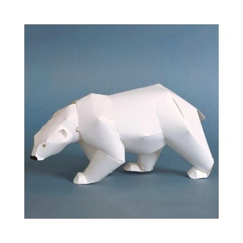 Paper Polar Bear Model Animal 3D Papercraft DIY Model Kit Puzzle Toy Educational Birthday Gift for Kids