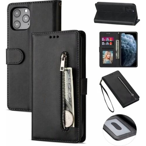Zipper PU leather Wallet Phone Case For iPhone 12 11 Pro Max 12Mini X XS Max XR 8 7 6 6s SE 2020 Cover Case
