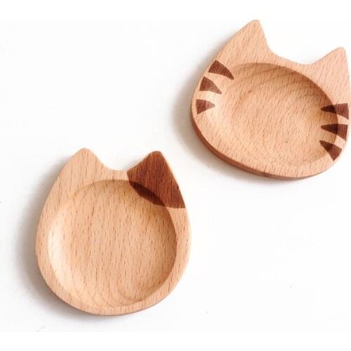 Wooden Tray Sauce PlateFor Home Kitchen Tools Cat Shape Dipping Sauce Seasoning Bowl Japanese Food Snack Dessert Tea Dish Plate