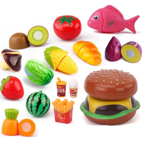 Childrens kitchen play house toys Bulk vegetables, fruit bread, fish, cut and cut fruit childrens toys