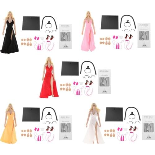 Flexible 1/6 Female Body Skeleton Big Bust for 12'' Action Figure with Display Stand + Neck Connector DIY Parts