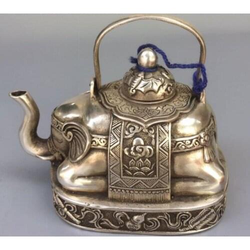 China White copper elephant shape teapot crafts statue