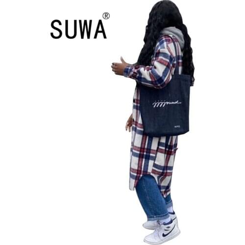 Women Coats And Jacket Winter 2020 Wholesale Plaid Printed Fashion Long Sleeve Classic Windbreaker Cool Streetwear