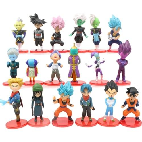 18Pcs/Set Dragon Ball Z Super Saiyan God Broly Son Goku Gohan Gotenks Vegeta Vegetto Freeza Mini PVC Figures Toys