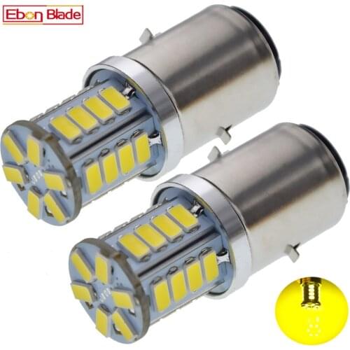 Pair Motorcycle Headlight LED BA20D H6 Bulb Hi Lo Beam Moto LED Motorbike Scooter ATV Headlamp 3000K Lemon Yellow Accessories