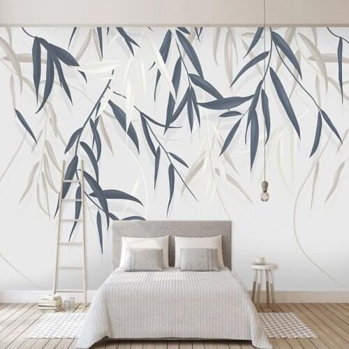 Custom 3D Wall Murals Retro Hand Painted Leaves Photo Mural Wallpaper Living Room Bedroom Wall Decor Painting Embossed Wallpaper