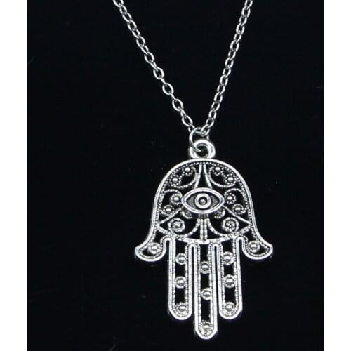 New Fashion Necklace 36x25mm eye hamsa palm protection Pendants Short Long Women Men Colar Gift Jewelry Choker