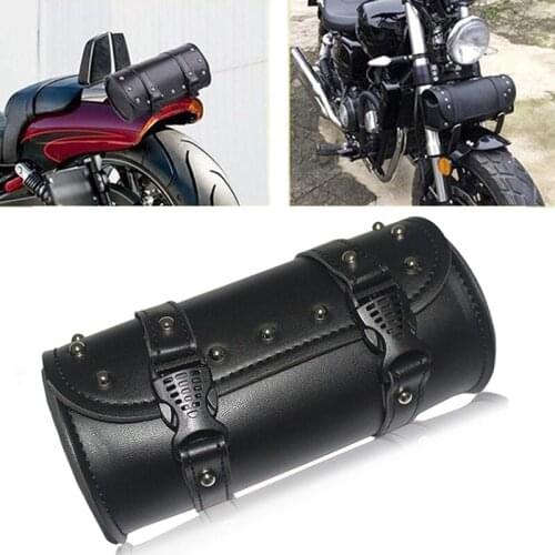 New Motorcycle Saddlebags PU Leather Front Fork Tail Tool Bag Luggage For Harley Chopper Bobber Cruiser Sportster XL 883 1200