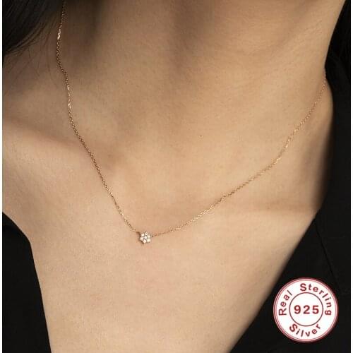 Flash Zircon Snowflake Pendant Necklace Fashion Clavicle Chain 925 Sterling Silver Necklace For Women bijoux femme