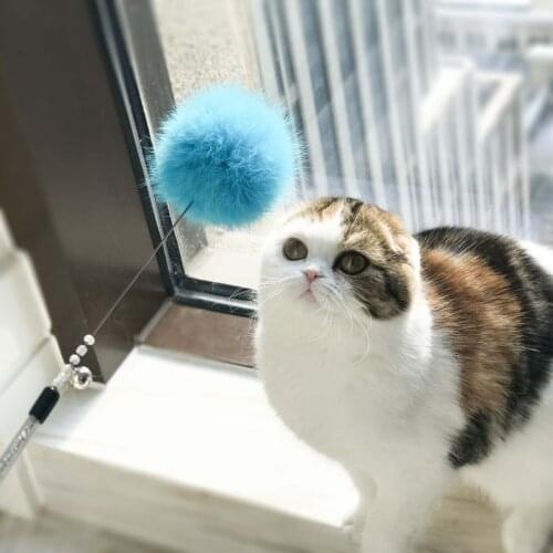 [MPK Cat Stick] Round Furball Cat Toy with Stick, Cat Entertaining Stick, 2 Pieces per Pack