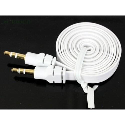 Flat Noodle 1M 3.5mm Car Aux Audio Cable Jack Stereo Auxiliary 3ft Cord Lead for PC MP3 Adapter Speaker 100pcs/lot
