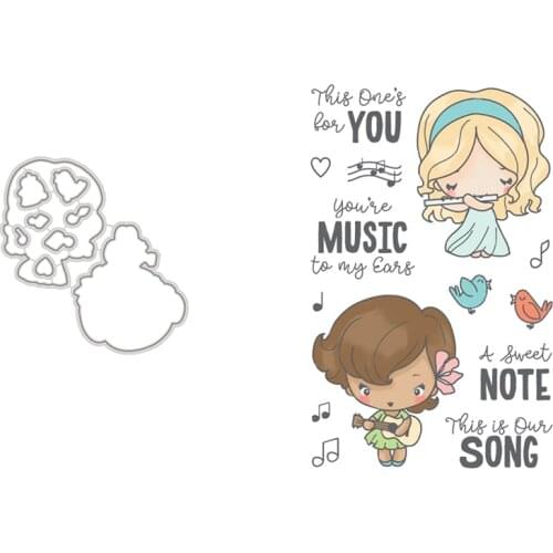 Clear Stamps And Cutting Dies Music Girl Play Guitar Sing For DIY Scrapbook Photo Album Craft Card 2021 New