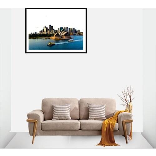 Sydney Opera House Building Boat Seascape Picture Poster Canvas Print Painting Wall Art Living Room Home Decoration