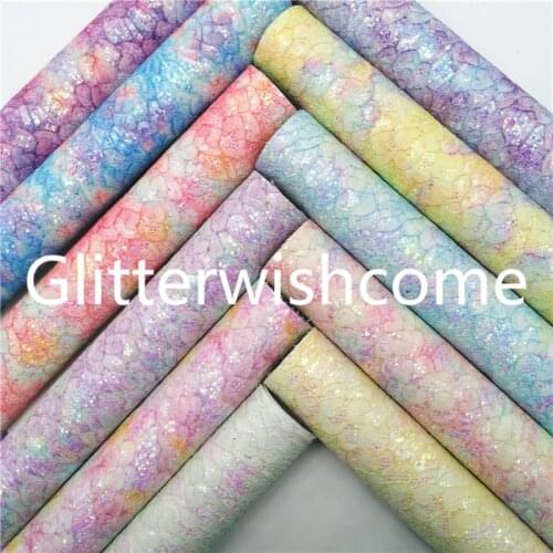 Glitterwishcome 21X29CM A4 Size Synthetic Leather, Lace Glitter Leather, Glitter Faux fabric Vinyl for Bows, GM3160A