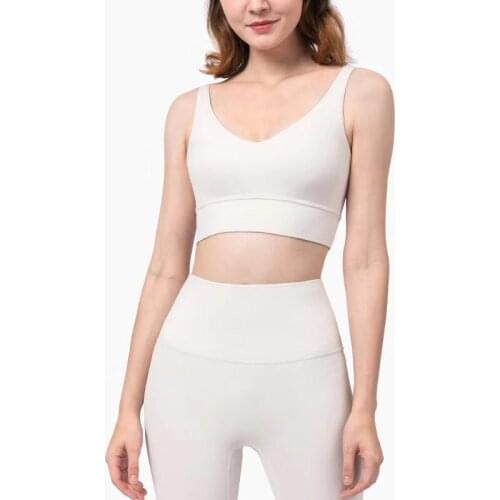 Sports Bras Nylon Nuls Fabric Athletic Sport Bras Top Women Push Up Gym Yoga Fitness Tops v-neck Comfortable Shoulder Straps Bra