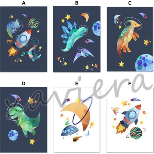 Xaviera Diy Cartoon Diamond Painting Dinosaur Rocket Universe Planet Cross Stitch Full Square Drill Embroidery Childrens Gifts