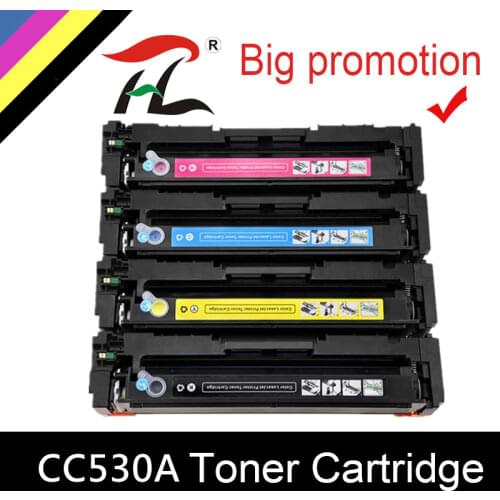 YCL 1set Compatible Toner Cartridge CC530A CC531A CC532A CC533A for HP Color LaserJet CM2320nf CP2025 CM2320fxi CM2320n CM2320nf