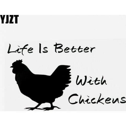 YJZT 14CMX8CM Life Is Better With Chickens Vinyl Fashion Car Sticker Decal Black/Silver 8C-0215