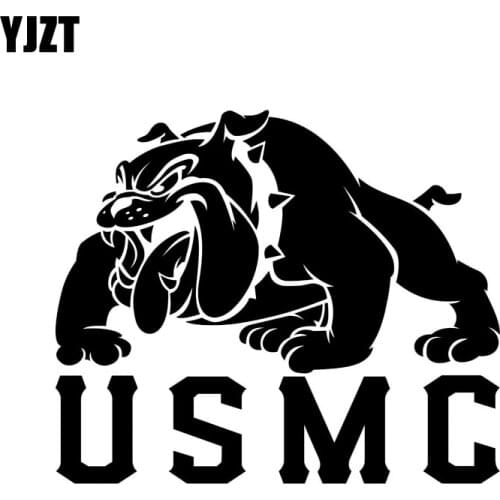 YJZT 15.2CM*12.9CM US MARINE CORP USMC DEVIL DOG Car Sticker Marines Military Vinyl Decal Black/Silver C3-0081
