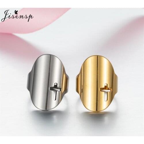 2021 Simple Silver Color Cross Ring Punk Religious Jewelry Stainless Steel Geometric Party Finger Rings for Women Girls Anillos