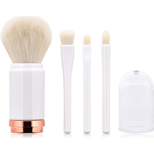 1 Set white color Telescopic Double Head Brush Loose Powder Eye Shadow Highlight Brush