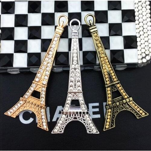 10pcs/lot 3.4cm*8.5cm Eiffel Tower Cell Phone DIY Alloy Decoration