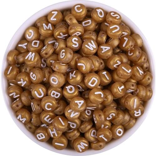 100Pcs Blond White Color Mixed Letter Acrylic Beads 7mm For Jewellery Marking Loose Spacer Beads Bracelet Necklace