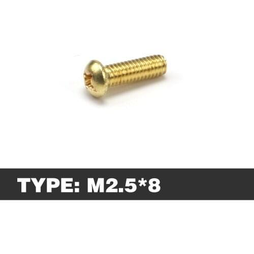 100pcs M2.5*8 Pan Head Machine Screws Brass Phillips Screws