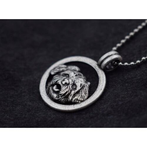 12PCS/lot Round shape Teddy dog necklace for Pet Alloy Pendant Female Jewelry