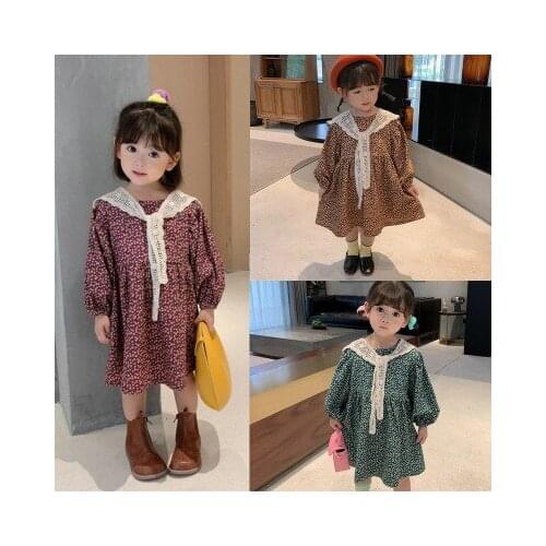 2021 Spring and Autumn Baby Floral Dress for Girls Korean Baby Girl Long Sleeve Shawl Princess Dress Sweet and Cute Dresses 2-7Y