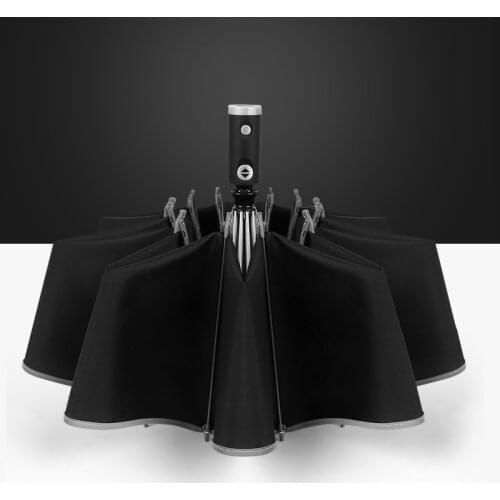 Automatic Reverse Umbrella with Led 10 Bone Windproof Folding Inverted Men’s Umbrella Rain Women Car Light Umbrellas Paraguas