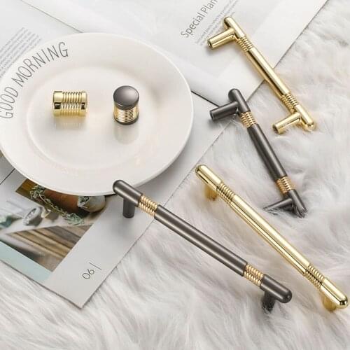 Free Shipping 2pcs Simple Cupboard door Handle Wardrobe Drawer closet Zinc Alloy Pulls Gold Furniture High-top wine Cabinet Knob