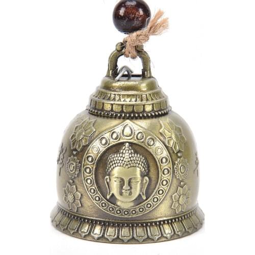 Blessing Bell Feng Shui Wind Chime Buddha Statue Pattern Vintage Bronze Home Car Hanging Decor Good Luck Gift Crafts