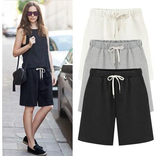 Women Five Pants Casual Loose Female Pants Elastic Waist Casual Straight Pants Large Size
