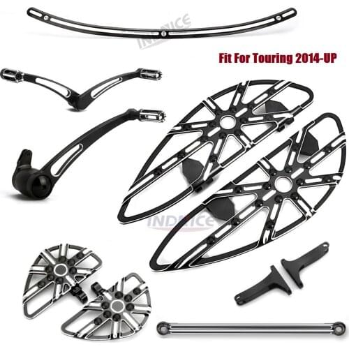 Black Gauge cut Floorboards Brake shift linkage levers Windshield trim for harley touring FLHX FLHT 2014-2021