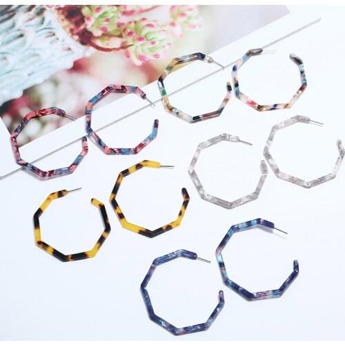 European and American fashion exaggerated geometry leopard Earrings hot selling large octagonal acetic acid plate Earrings