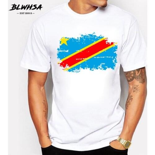 BLWHSA Democratic Republic of the Congo Flag T shirt Cotton Cool T-shirts Democratic Republic of the Congo National Flag Tee