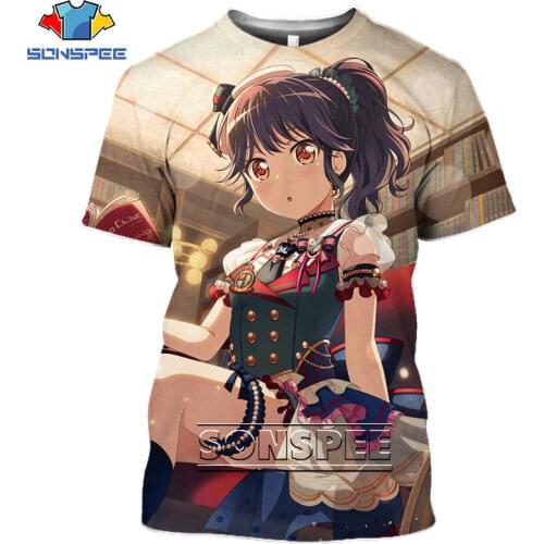 SONSPEE Anime Bang Dream T-shirt 3D Printing Men Women Short Sleeve Harajuku Sexy Loli Girl Kawaii Summer Fashion Homme Shirts