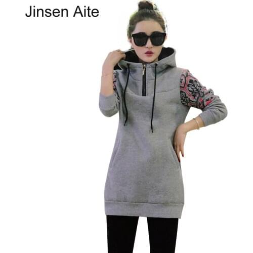 Jinsen Aite New Plus Size 4XL Fleece Women Pullovers Hoodies Print Thick Warm Long Hooded National Wind Casual Sweatshirts JS206