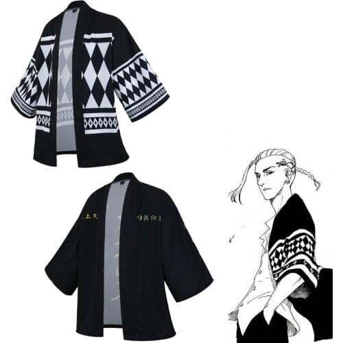 Tokyo Revengers Kimono Anime Set Cosplay Costume Ken Ryuguji Black White Tops Hanagaki Takemichi Tokyo Haori Coats Halloween
