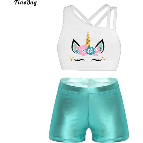 TiaoBug 3Pcs Kid Girl Outfit Asymmetrical Shoulder Straps Cross At Rear Letter Print Crop Tops With Shorts And Bowknot Hair Ring