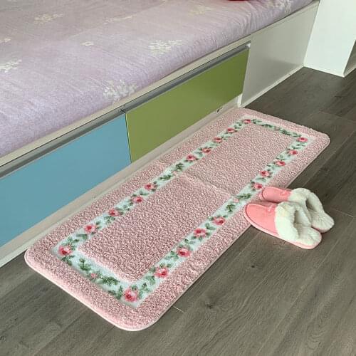Flower Pattern Bathroom Mats Water Absorbent Kitchen Door Pads Thicken Living Room Rugs Pastoral Style Bedroom Carpet Anti-Slip