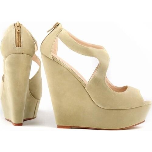 LOSLANDIFEN New Fashiont Ladies Platform Sandals Buckle Velvet Thick High Heels Shoes Wedges Pumps Office 391-2VE