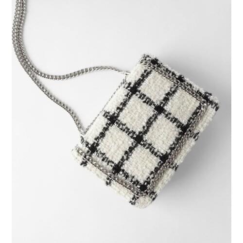 Woolen cloth Leather Small Shoulder Messenger Bags For Women 2020 Chain Fashion Shoulder Bag Lock Crossbody Bag Female Bags