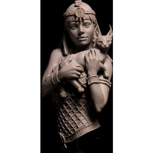 1/10 Resin Model Bust GK, THE PRINCESS PRESENT, Woman and cat, Unassembled and unpainted kit