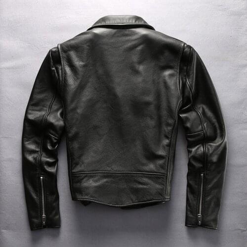 Mens brand motorcycle genuine Diagonal zipper cotton liner slim fit moto biker jacket men belt leather coat male