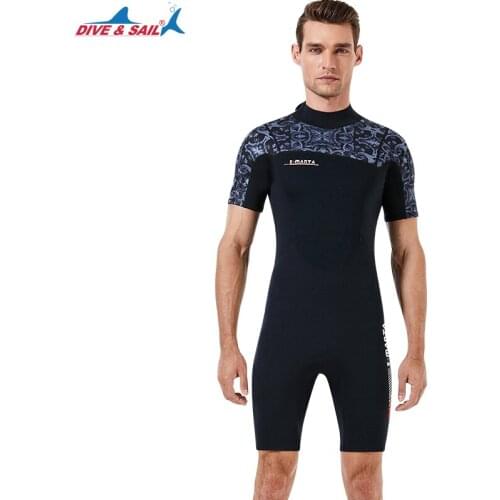 Mens 3mm Shorty Wetsuit One Piece Premium Neoprene Back Zip Short Sleeve Scuba Diving Wetsuit Snorkeling Surfing Spring Wet Suit