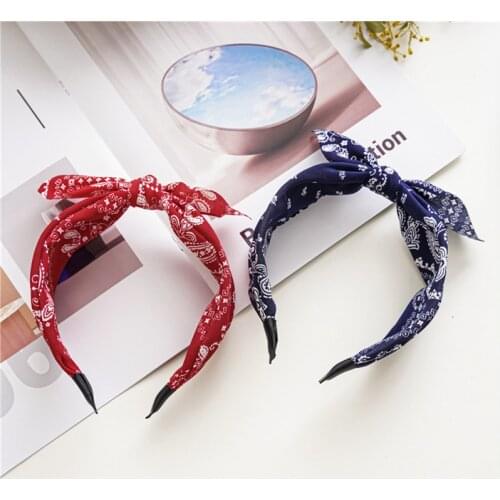 Bow Wide Brimmed Head Hoop For Women Hair Accessories Boho Floral Print Headbands Cross Knot Hair Hoop Vintage Elegant Headwear